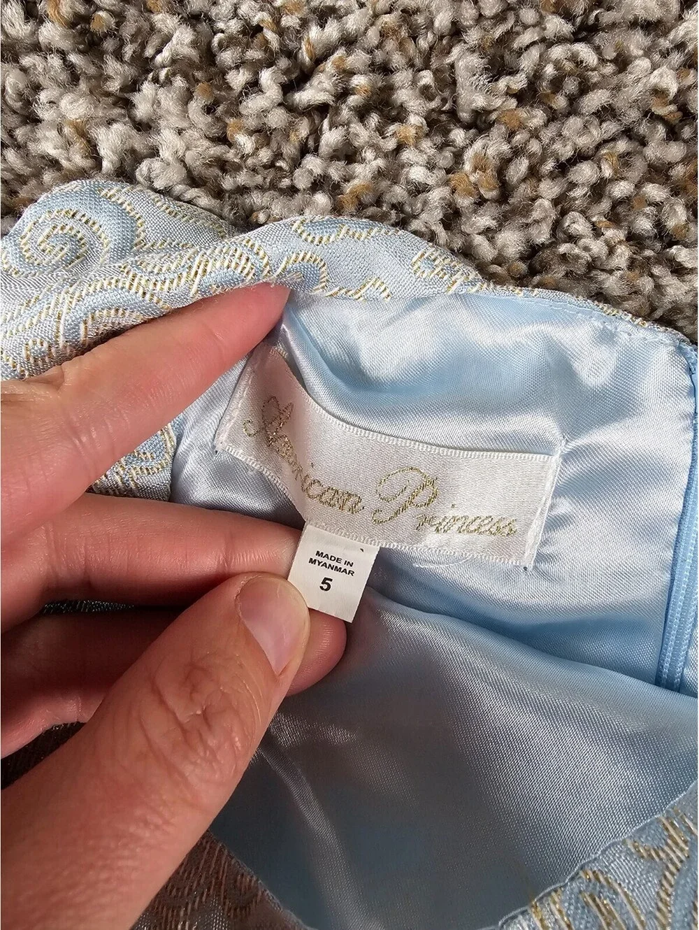 American Princess Sleeveless Tulle Dress Blue Lace Bodice Girls Size 5 Wedding